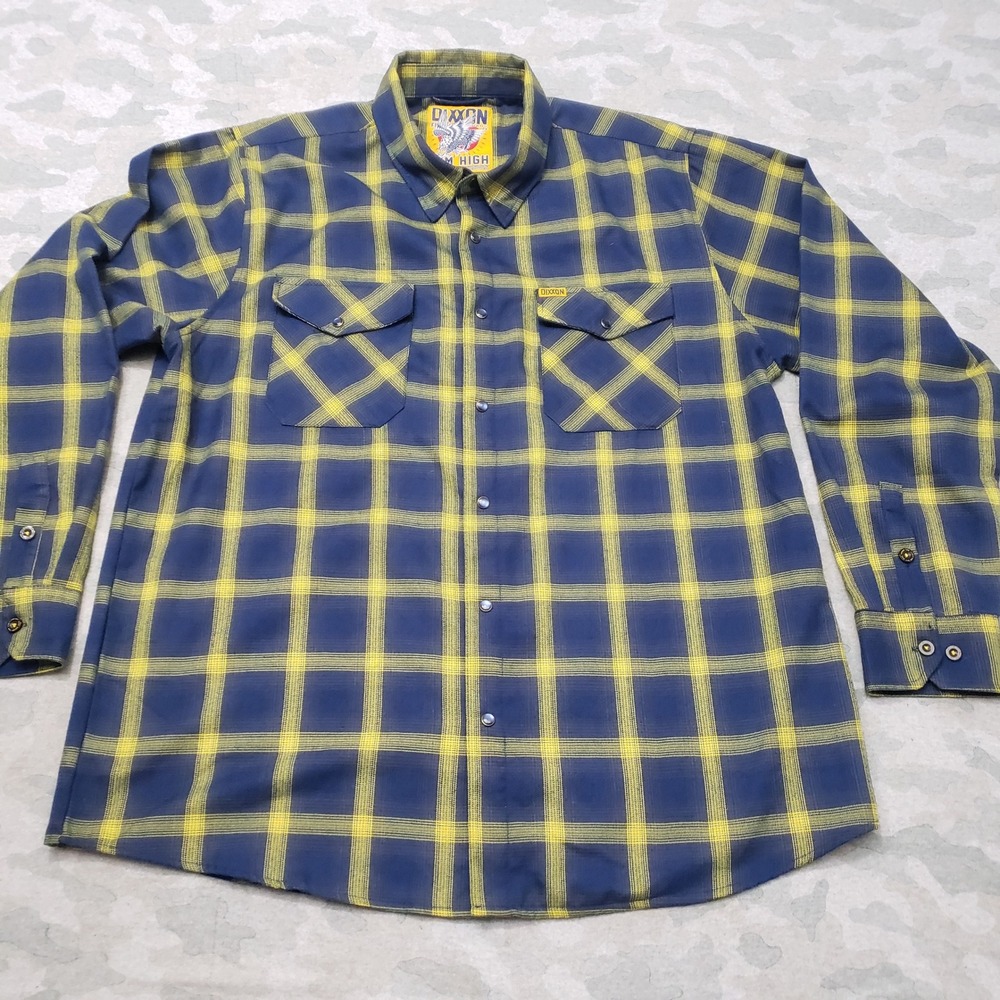 Dixxon Shirt Mens 2XL Blue Plaid Pearl Snap Long Sleeve